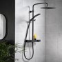 Triton Push Button Bar Diverter Thermostatic Mixer Shower Set - Black