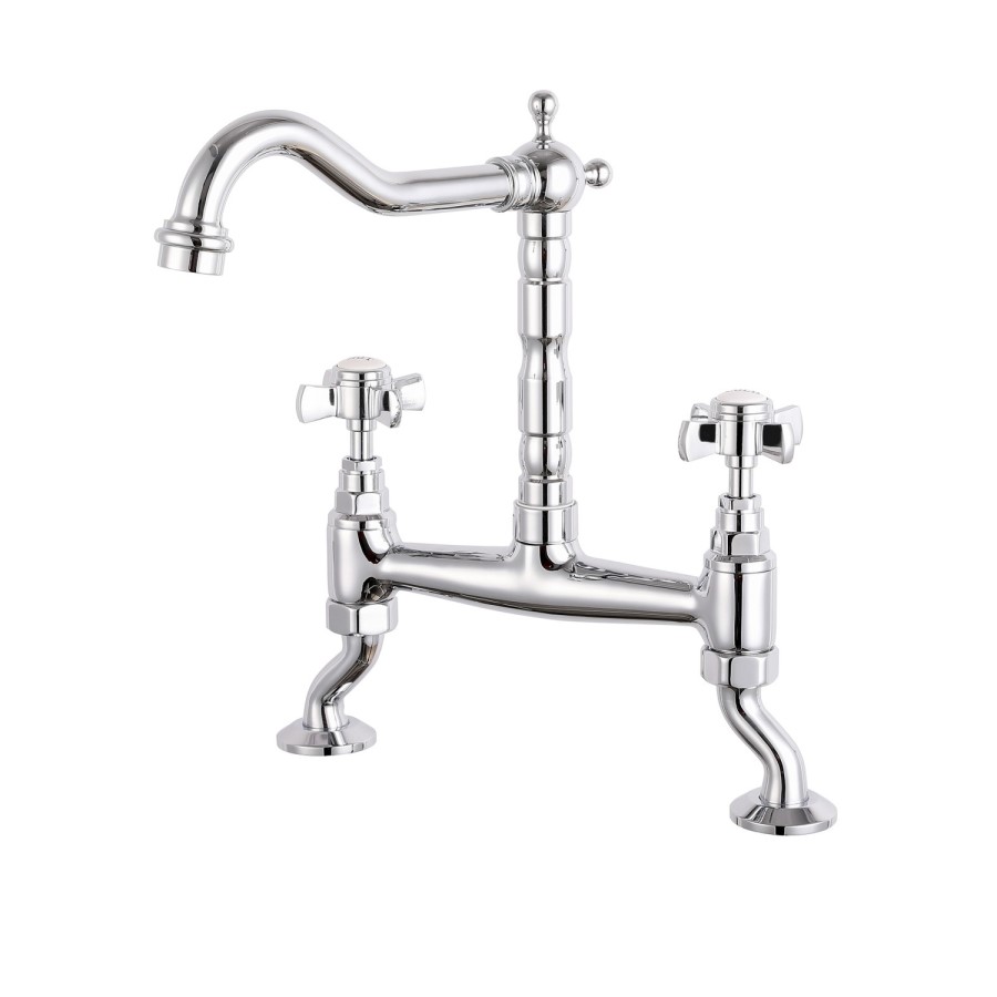 Reginox Cranked Classic Style Bridge Kitchen Mixer Tap - Samara CH