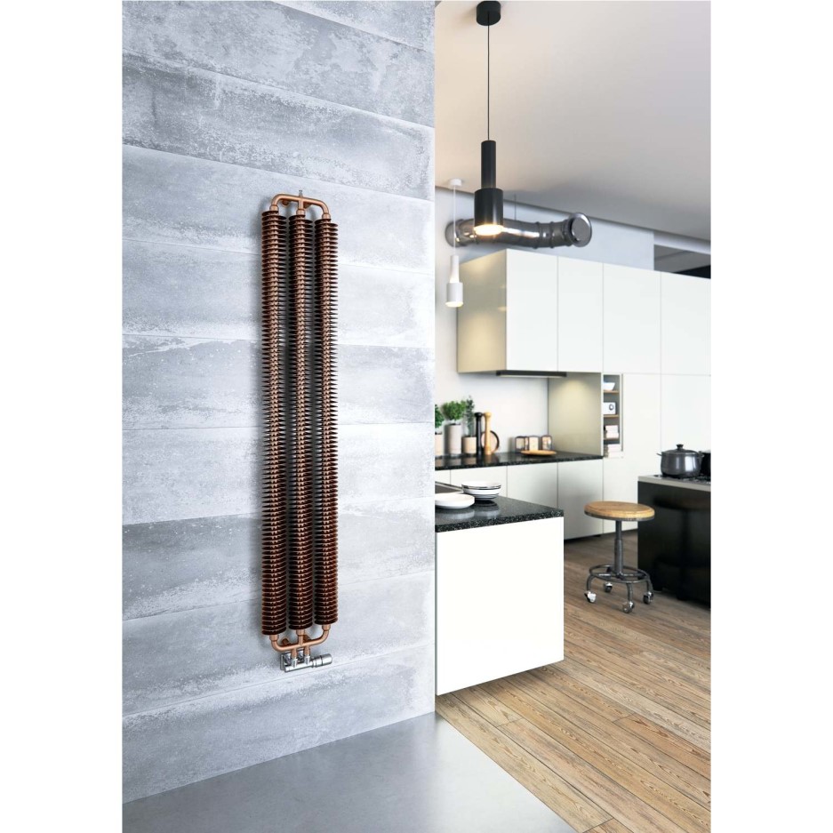 Brushed Copper Tall Vertical Radiator 1720 x 290mm -Industrial Style ...