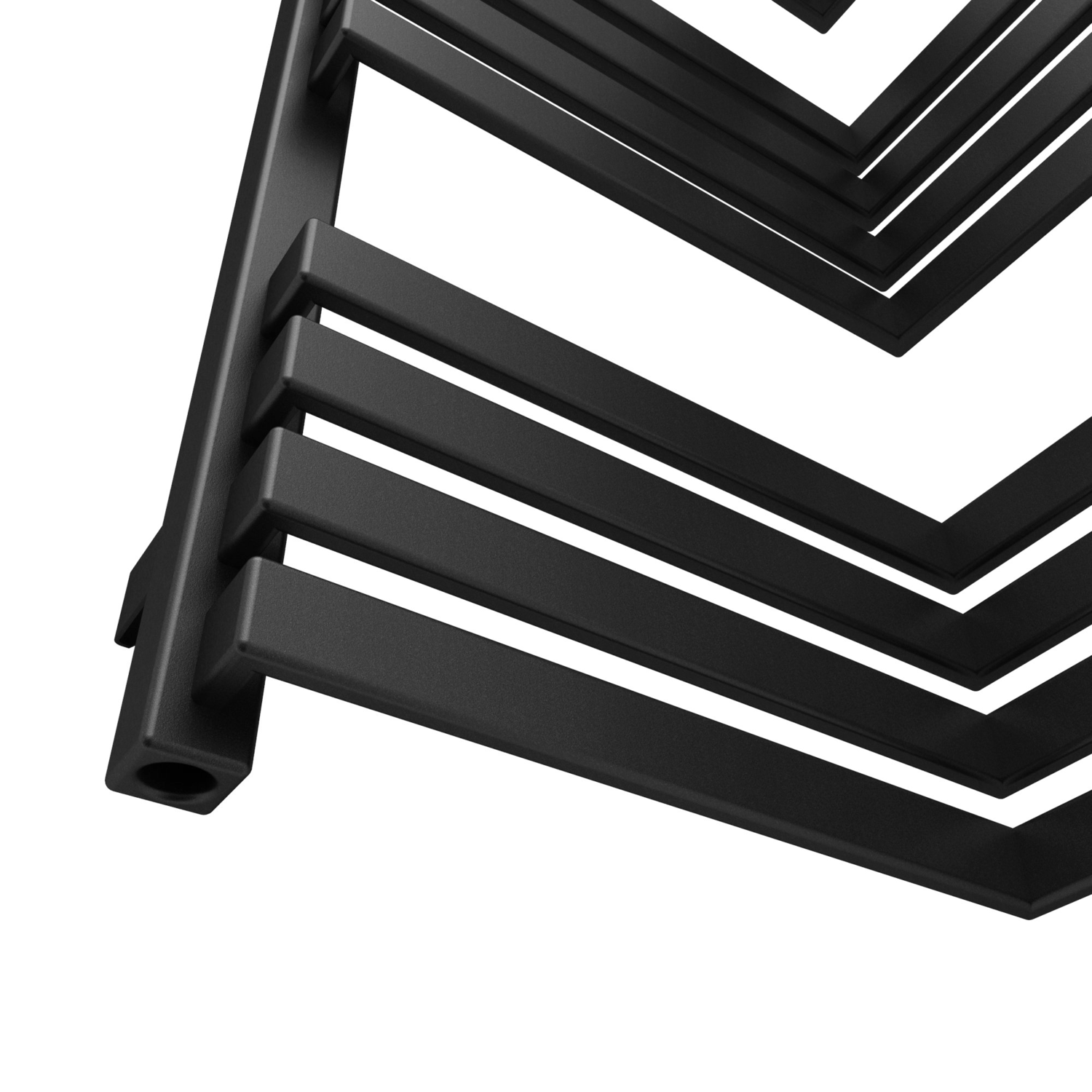 Metallic Black Bathroom Towel Radiator fits on an Internal Corner 735 x 350mm Better Bathrooms