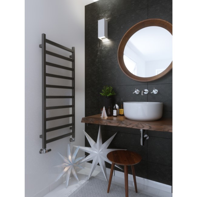 Graphite Vertical Bathroom Towel Radiator with Square Rails 1200 x 500mm