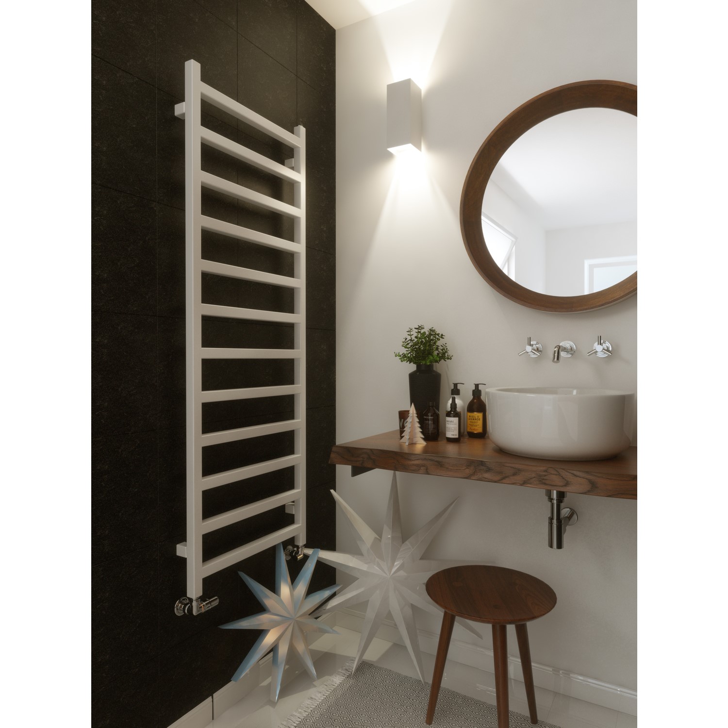 Soft White Vertical Bathroom Towel Radiator with Square Rails 1440 x ...