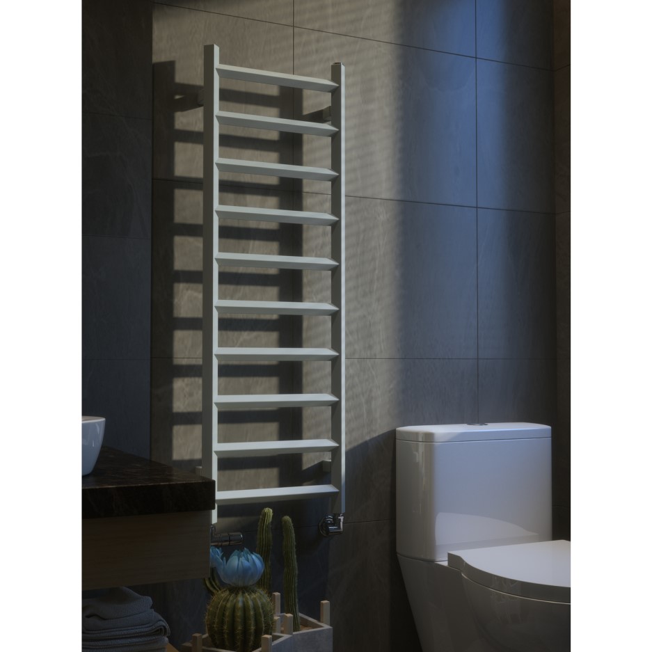 Metallic Silver Vertical bathroom Towel radiator 1200 x 400mm - Better ...