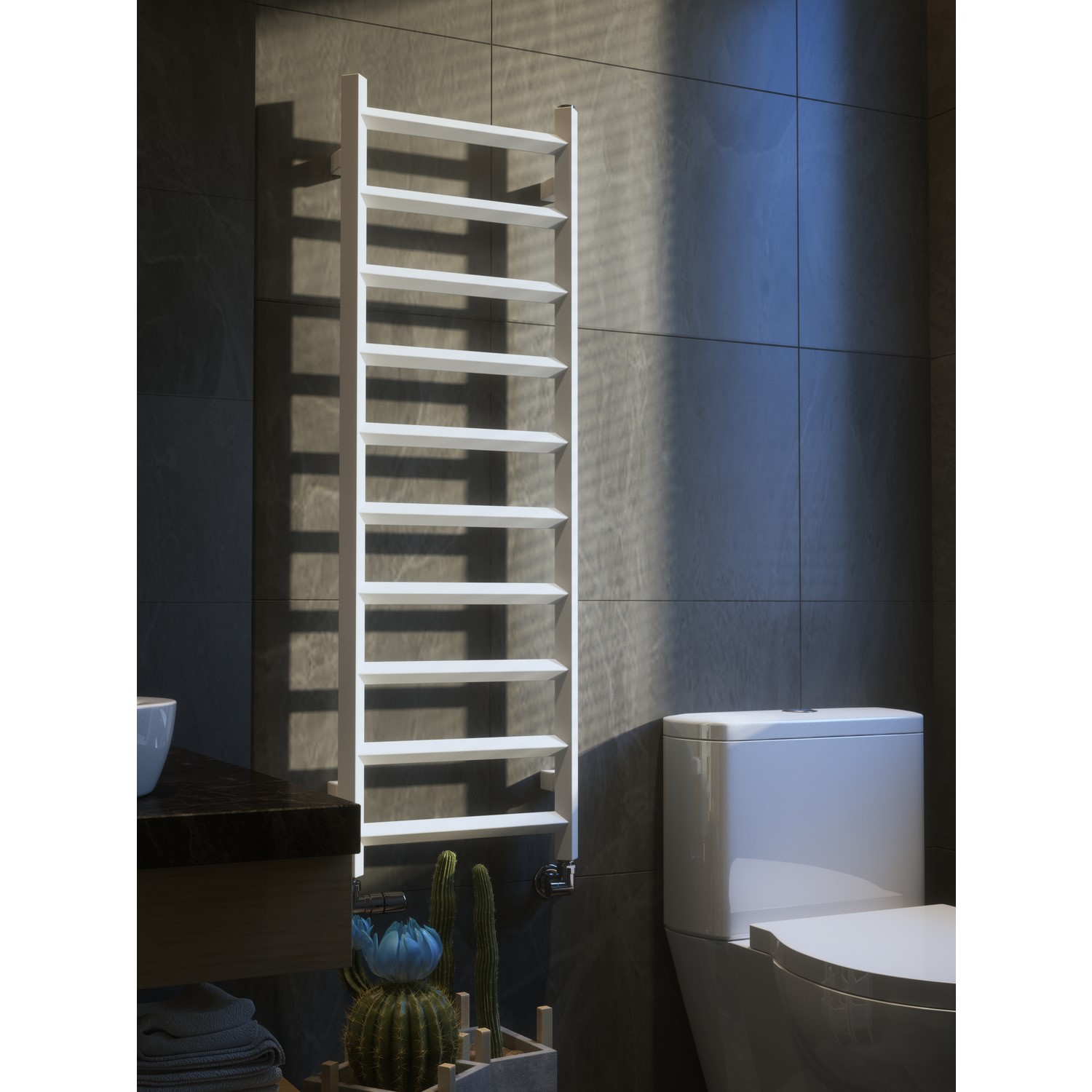 Soft White Vertical Bathroom Towel Radiator 1200 x 400mm - Better Bathrooms