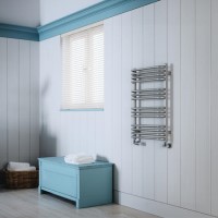 Grey Curved Vertical Bathroom Towel Radiator 760 x 500mm