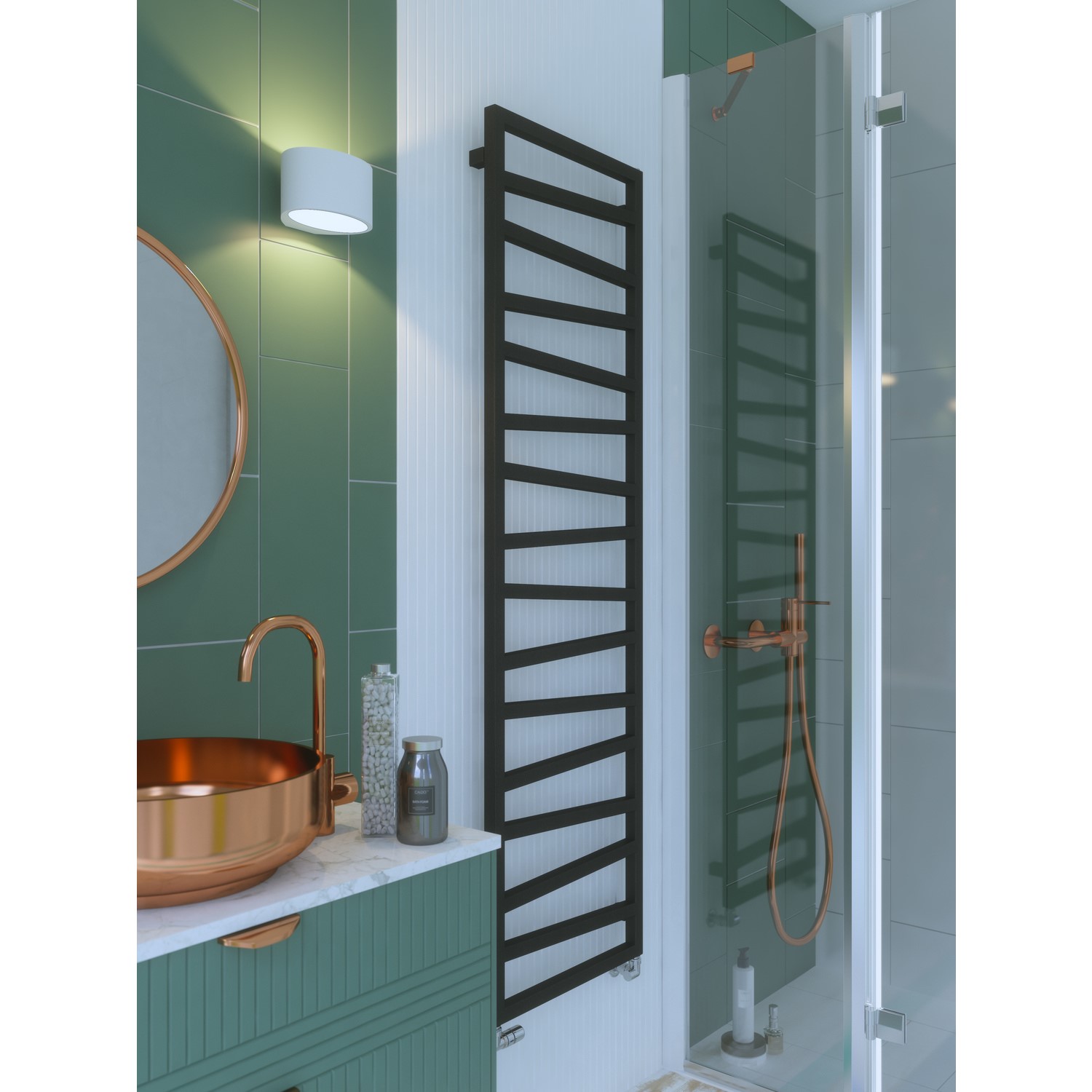 Metallic Black Tall Vertical Bathroom Towel Radiator 1780 x 500mm ...