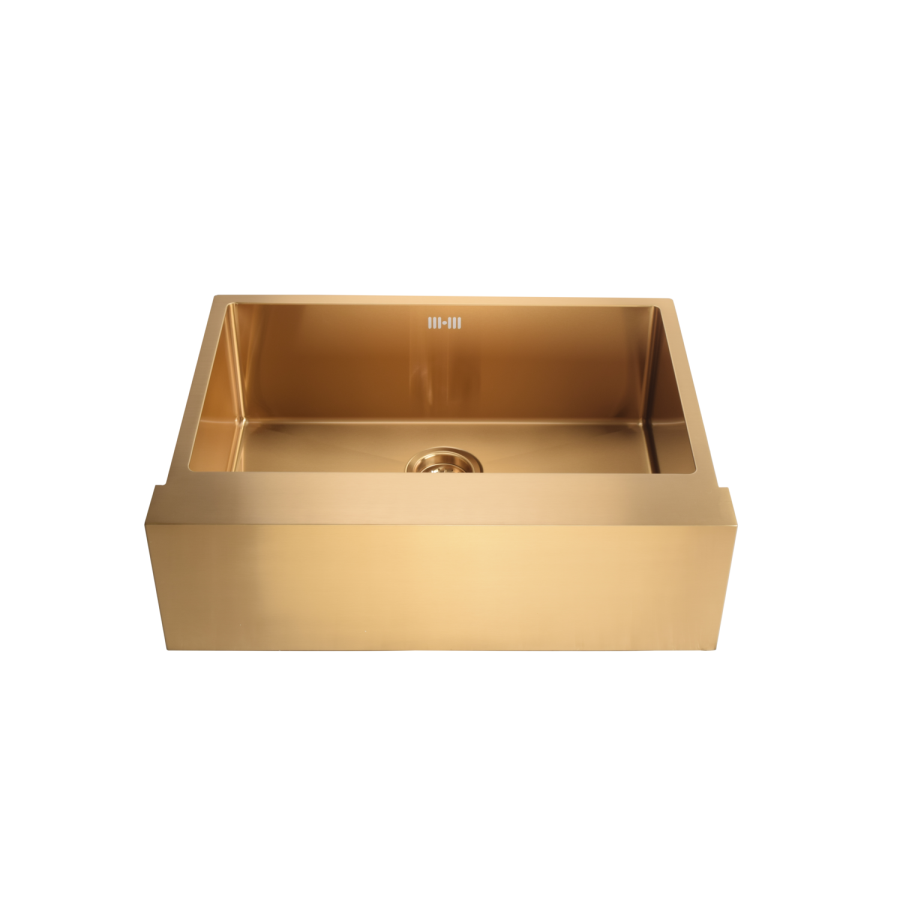 Single Bowl Undermount Brushed Brass Belfast Stainless Steel Kitchen Sink - Enza Tamara