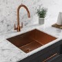 Box Opened Enza Tamara Single Bowl Copper Undermount Stainless Steel Kitchen Sink