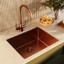 GRADE A1 - Box Opened Enza Tamara Single Bowl Copper Undermount Stainless Steel Kitchen Sink