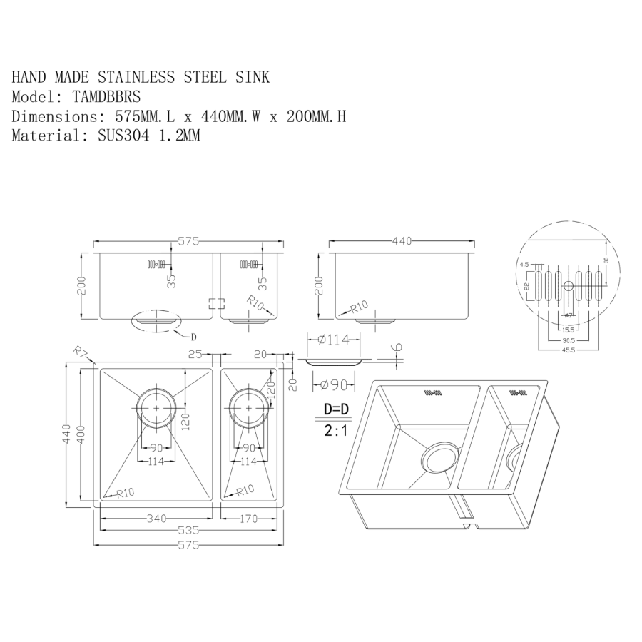 ALMOST PERFECT - Tamara Undermount 1.5 Bowl PVD Brass