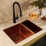 ONLY OPENED - 1.5 Bowl Undermount Copper Stainless Steel Kitchen Sink - Enza Tamara