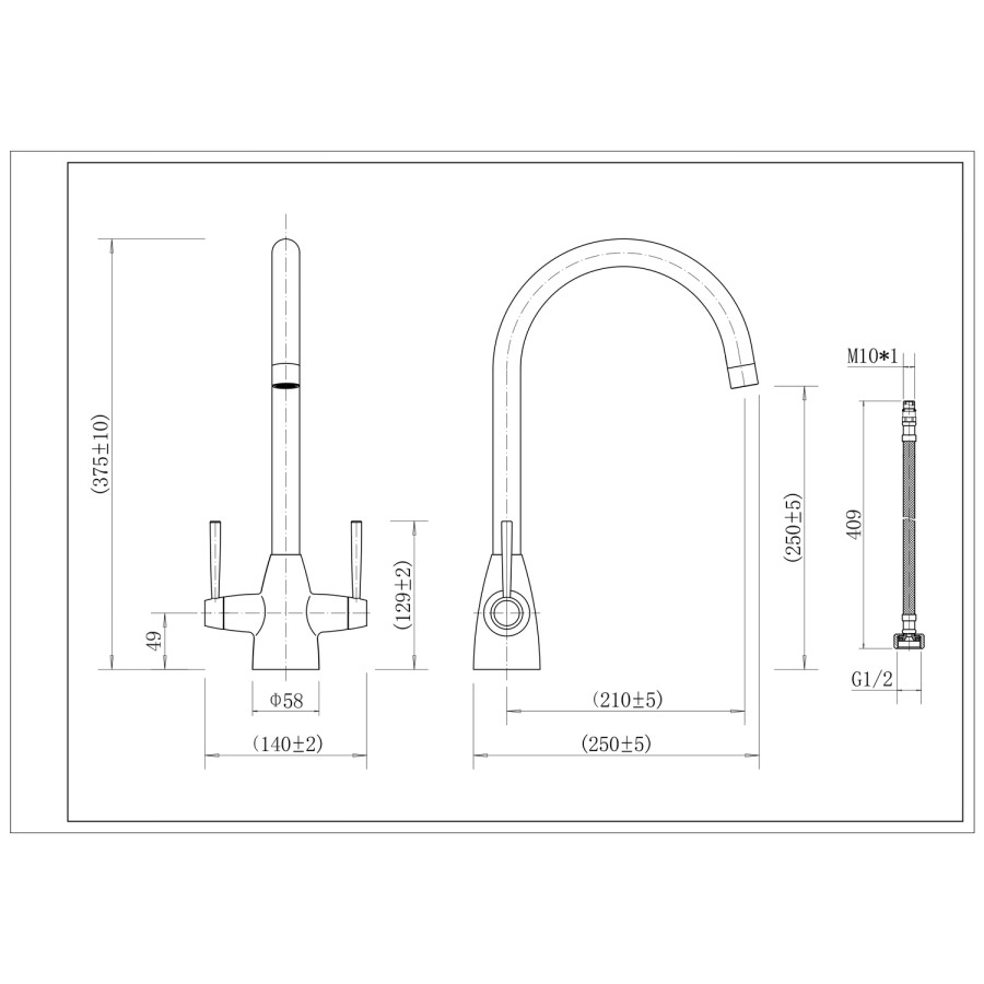 Double handle kitchen faucet - Gunmetal Black
