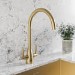 Brass Twin Lever Kitchen Mixer Tap - Enza Tamara
