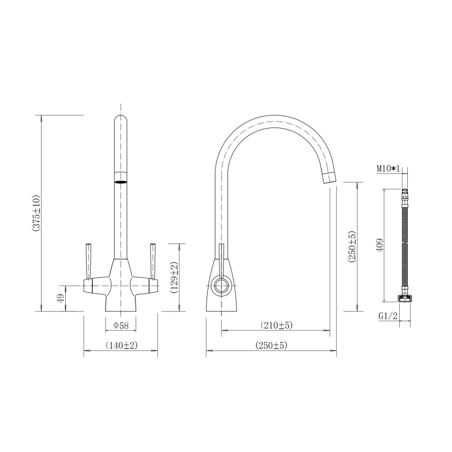 ONLY OPENED - Enza Tamara Dual Lever Monobloc Mixer Kitchen Tap- Chrome