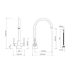Twin Lever Chrome Kitchen Mixer Tap - Tamara
