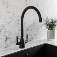 Black Dual Lever Monobloc  Kitchen Mixer Tap - Enza Tamara Black Dual Lever Monobloc  Kitchen Mixer Tap - Enza Tamara