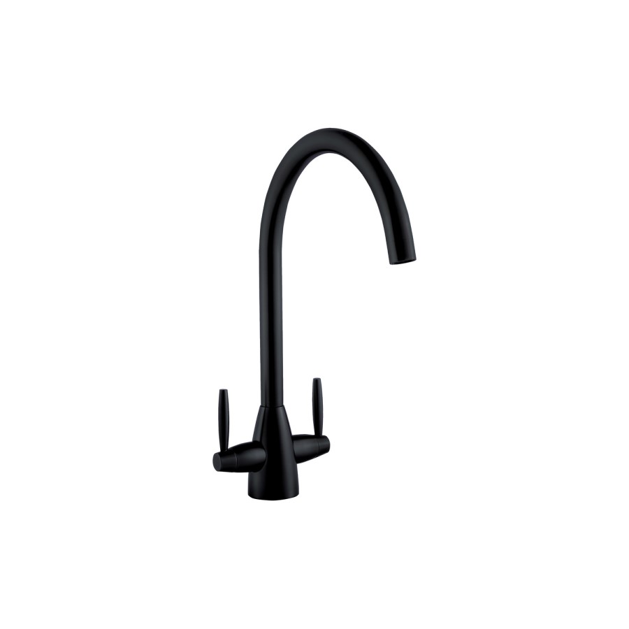Black Dual Lever Monobloc  Kitchen Mixer Tap - Enza Tamara