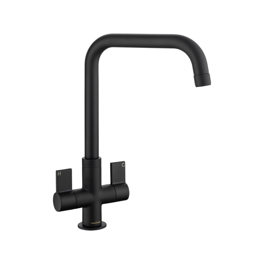 Rangemaster Aquaquad Dual Lever Monobloc Kitchen Mixer Tap - Matt Black