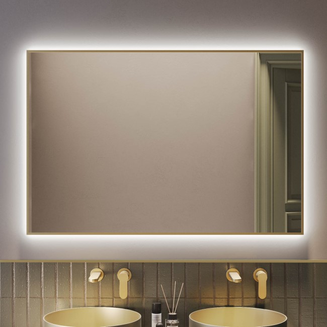 Rectangular Brass Backlit LED Bathroom Mirror with Demister 1200 x ...