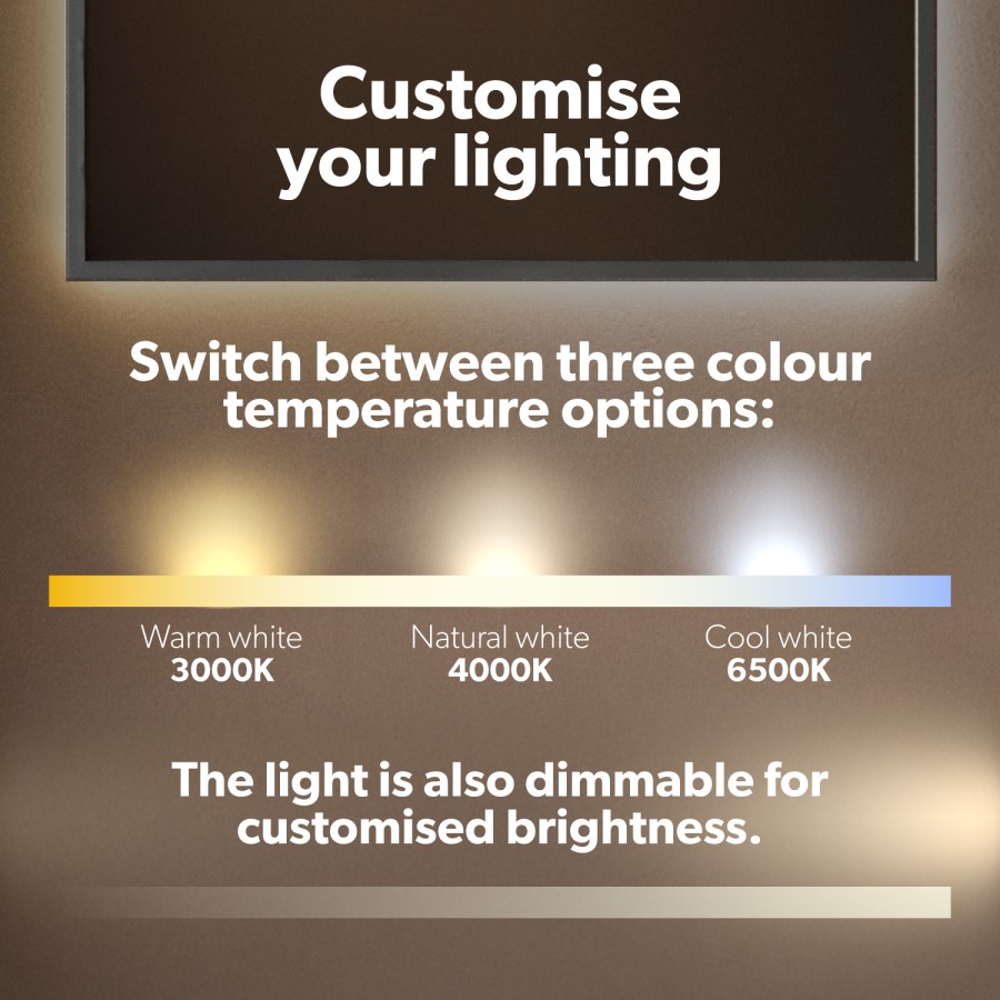 Rectangular Brass Backlit Heated Bathroom Mirror with Lights 700 x 400mm - Taurus