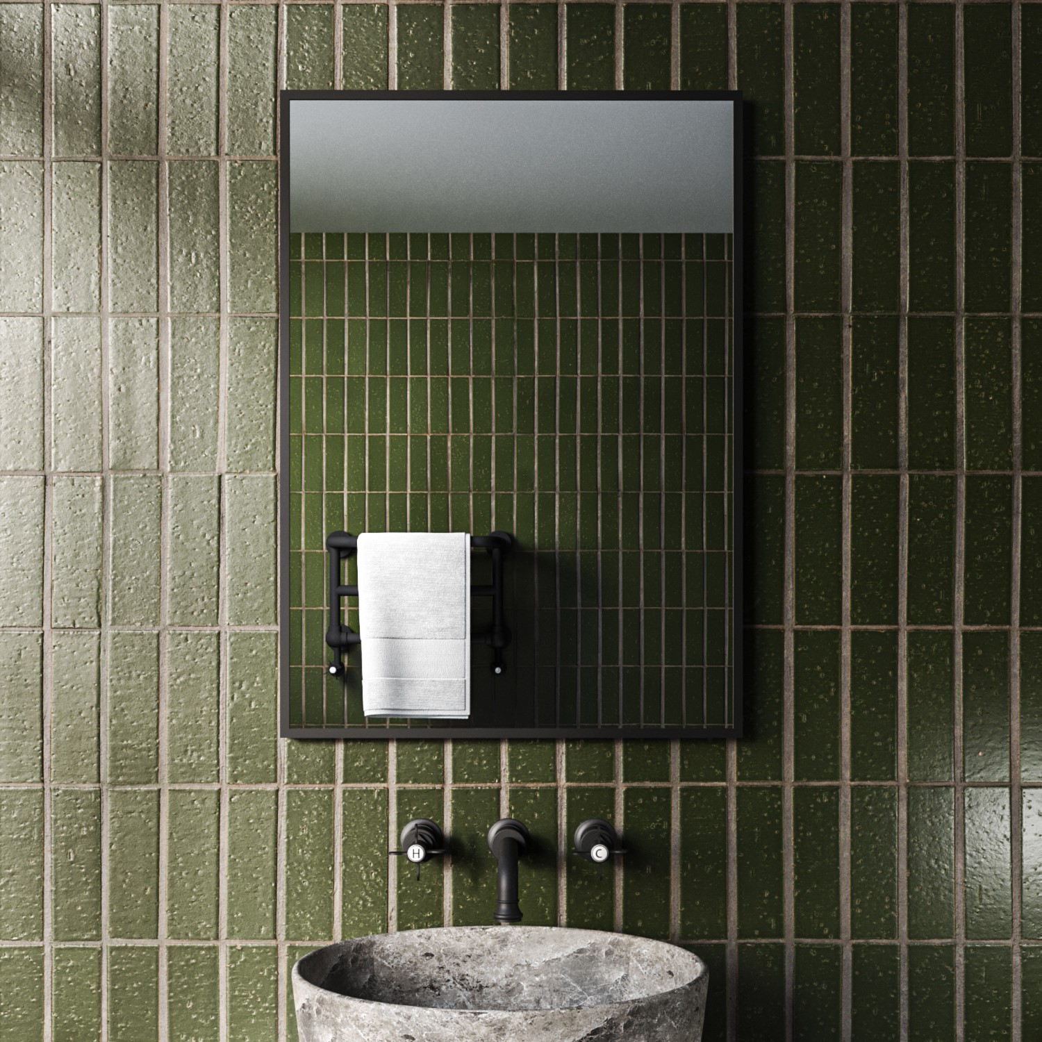 Rectangular Brass Backlit LED Heated Bathroom Mirror 500 x 700mm