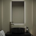 TAUMB400 Rectangular Black Backlit Heated Bathroom Mirror with Lights 700 x 400mm - Taurus