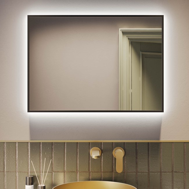 Rectangular Black Backlit LED Heated Bathroom Mirror 500 x 700mm -Taurus 