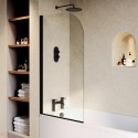 TAURMBSC Black Pivot Shower Bath Screen 1450 x 775mm - Taurus