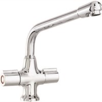 CDA Chrome Twin Lever Quarter Turn Monobloc Kitchen Mixer Tap