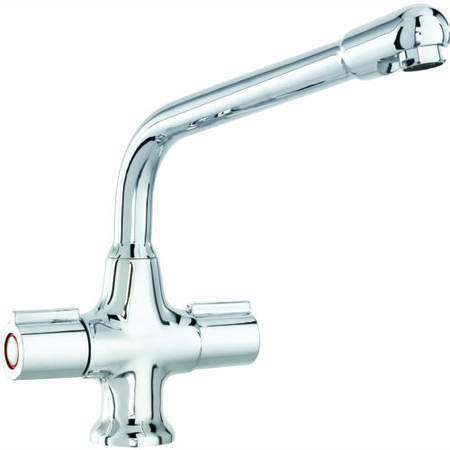 CDA Chrome Twin Lever Quarter Turn Monobloc Kitchen Mixer Tap