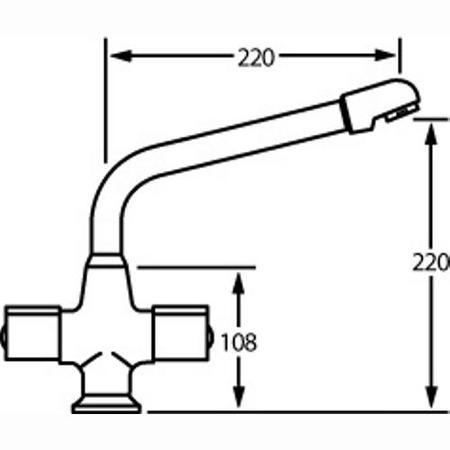 CDA Chrome Twin Lever Quarter Turn Monobloc Kitchen Mixer Tap