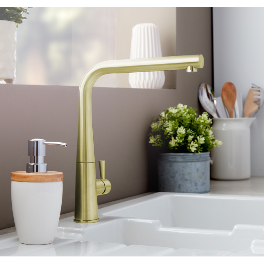 Rangemaster Conical Brushed Brass Single Lever Mixer Kitchen Mixer Tap