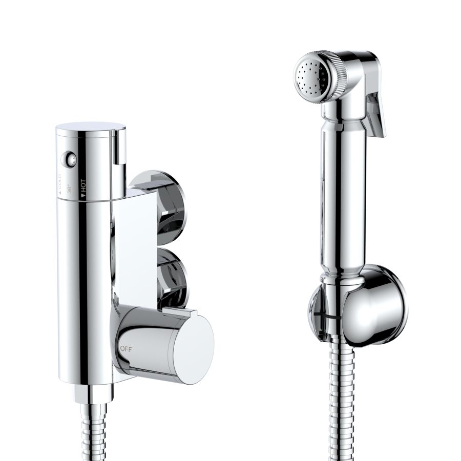 GRADE A1 - Chrome Thermostatic Douche Shower Spray Kit - Arissa