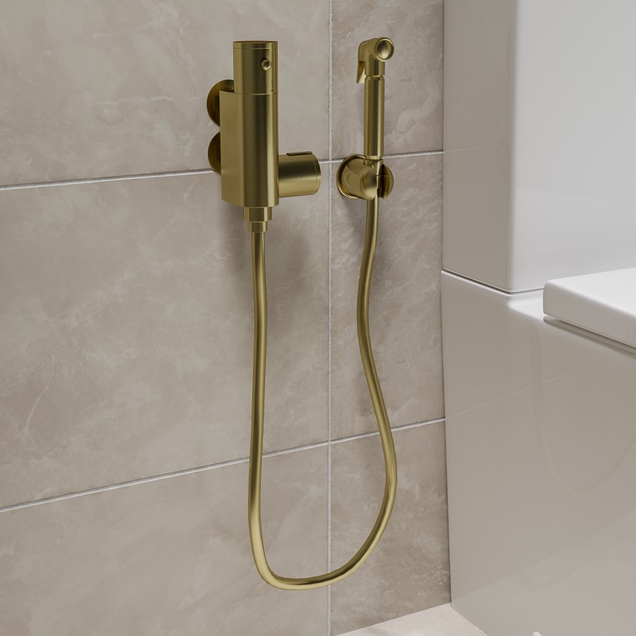 Brushed Brass Thermostatic Douche Shower / Bidet Shower Spray Kit - Arissa