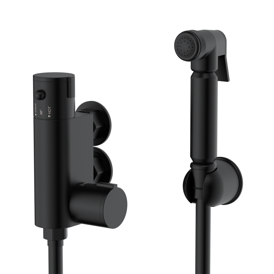 Black Thermostatic Douche Shower / Bidet Shower Spray Kit - Arissa