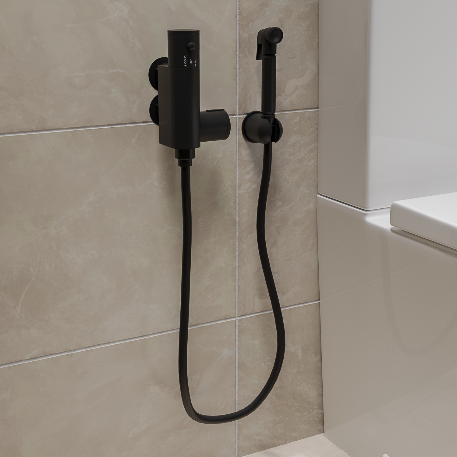 Black Handheld Douche Sprayer Kit - Muslim Shattaf Shower For Toilet - Vintage/Retro Style