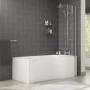 Palham Right Hand P Shape Bath with Side Panel & Shower Screen - 1500 x 700mm