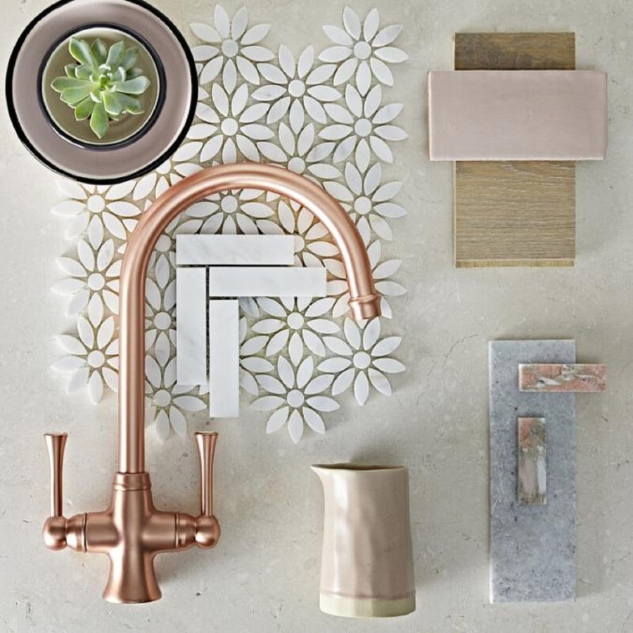 Rangemaster Estuary Dual Lever Monobloc Kitchen Mixer Tap - Brushed Brass