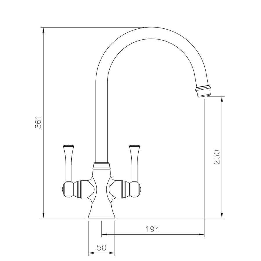 Rangemaster Estuary Dual Lever Monobloc Kitchen Mixer Tap - Brushed Brass