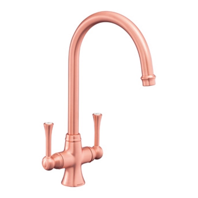 GRADE A1 - Rangemaster Brushed Copper Twin Lever Kitchen Tap - Estuary