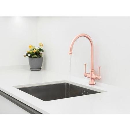 GRADE A2 - Rangemaster Brushed Copper Twin Lever Kitchen Mixer Tap - Estuary