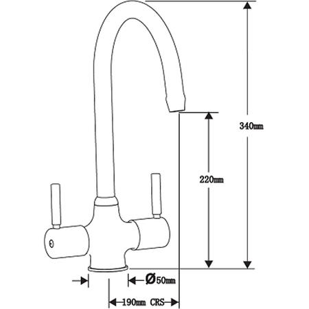 Reginox Chrome Twin Lever Kitchen Mixer Tap - Thames