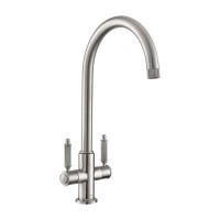 Rangemaster Hemlock Dual Lever Monobloc Kitchen Mixer Tap - Brushed Nickel