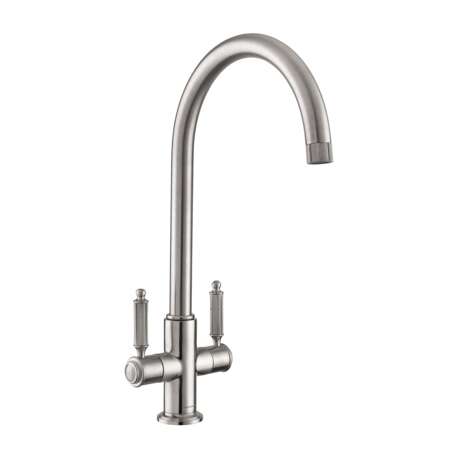 Rangemaster Hemlock Dual Lever Monobloc Kitchen Mixer Tap - Brushed Nickel