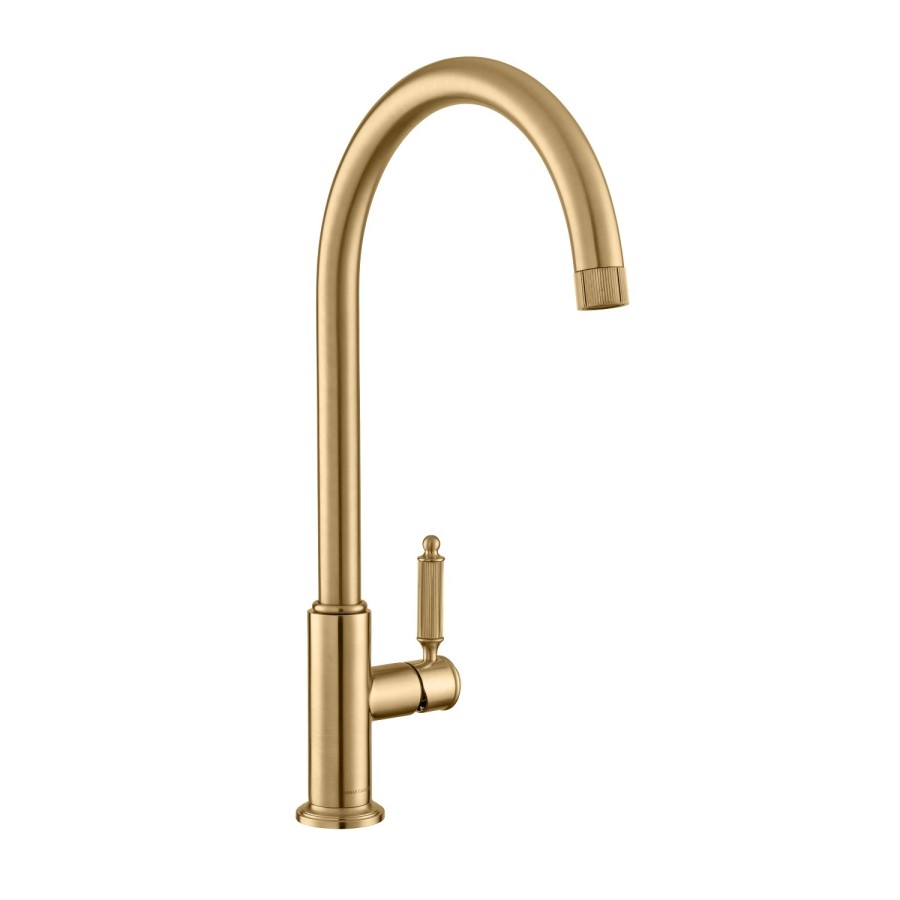 Rangemaster Hemlock Single Lever Monobloc Kitchen Mixer Tap - Polished Gold