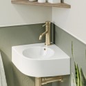 THEOGW440X385 White Wall Hung Corner Basin 440mm - Theo