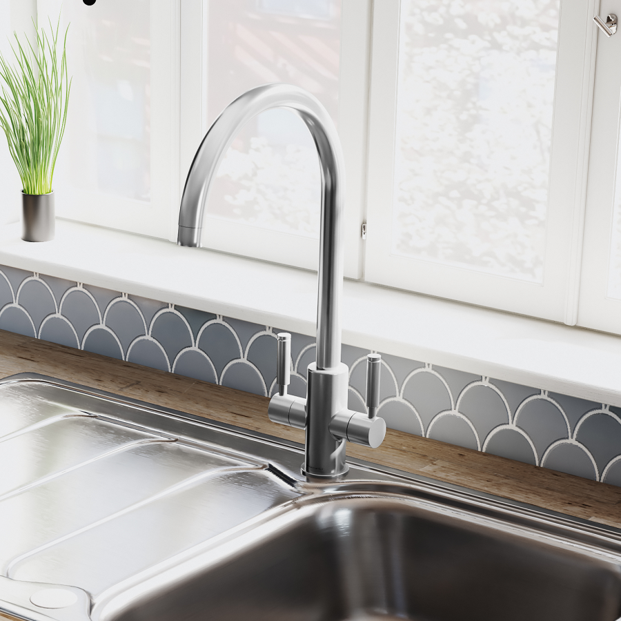 Rangemaster Intense Dual Lever Monobloc Kitchen Mixer Tap - Polished Chrome