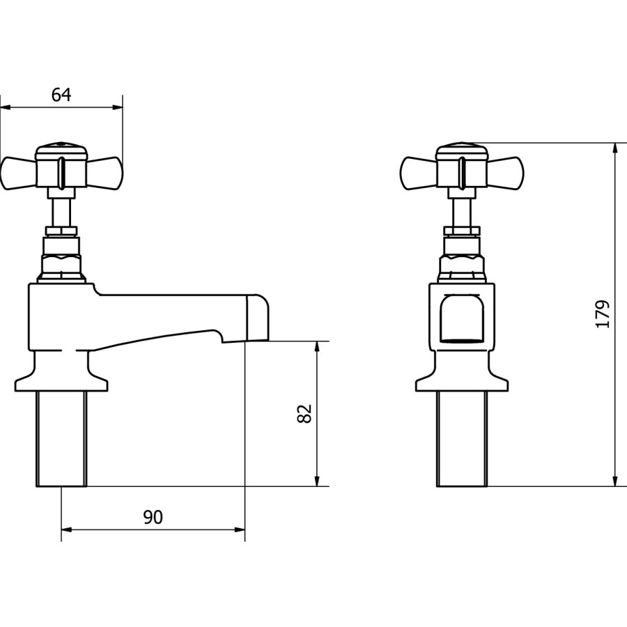 Elod Pair of Traditional Bath Pillar Taps