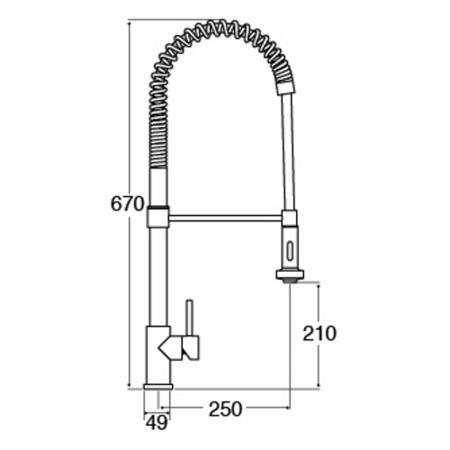 CDA Stainless Steel Single Lever Pull Out Kitchen Mixer Tap
