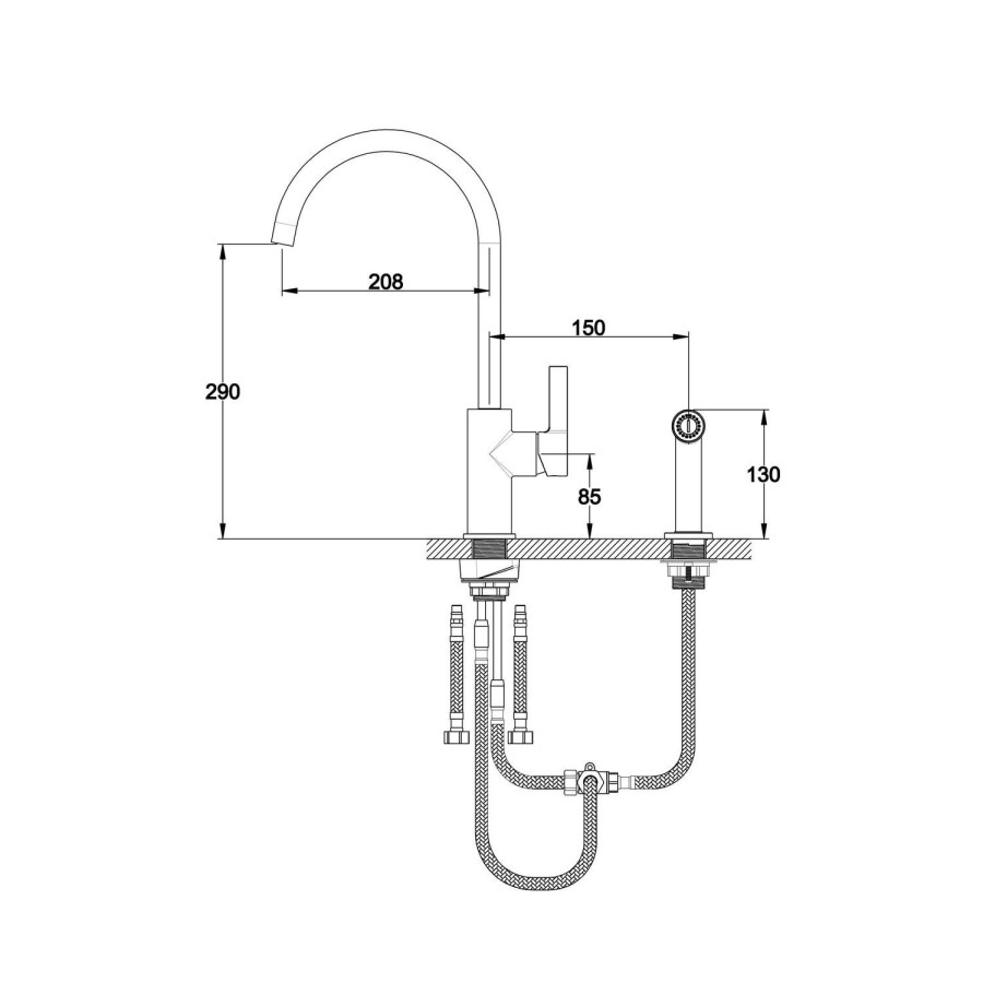 Taylor & Moore Chrome Single Lever Pull Out Spray Mixer Kitchen Tap